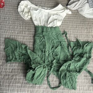 Blue Rain Green Jumpsuit with White Top